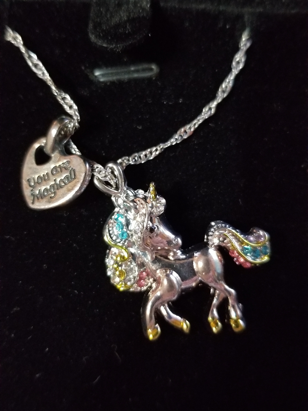 Silver-tone Multicolor Unicorn Pendant Necklace - You Are Magical